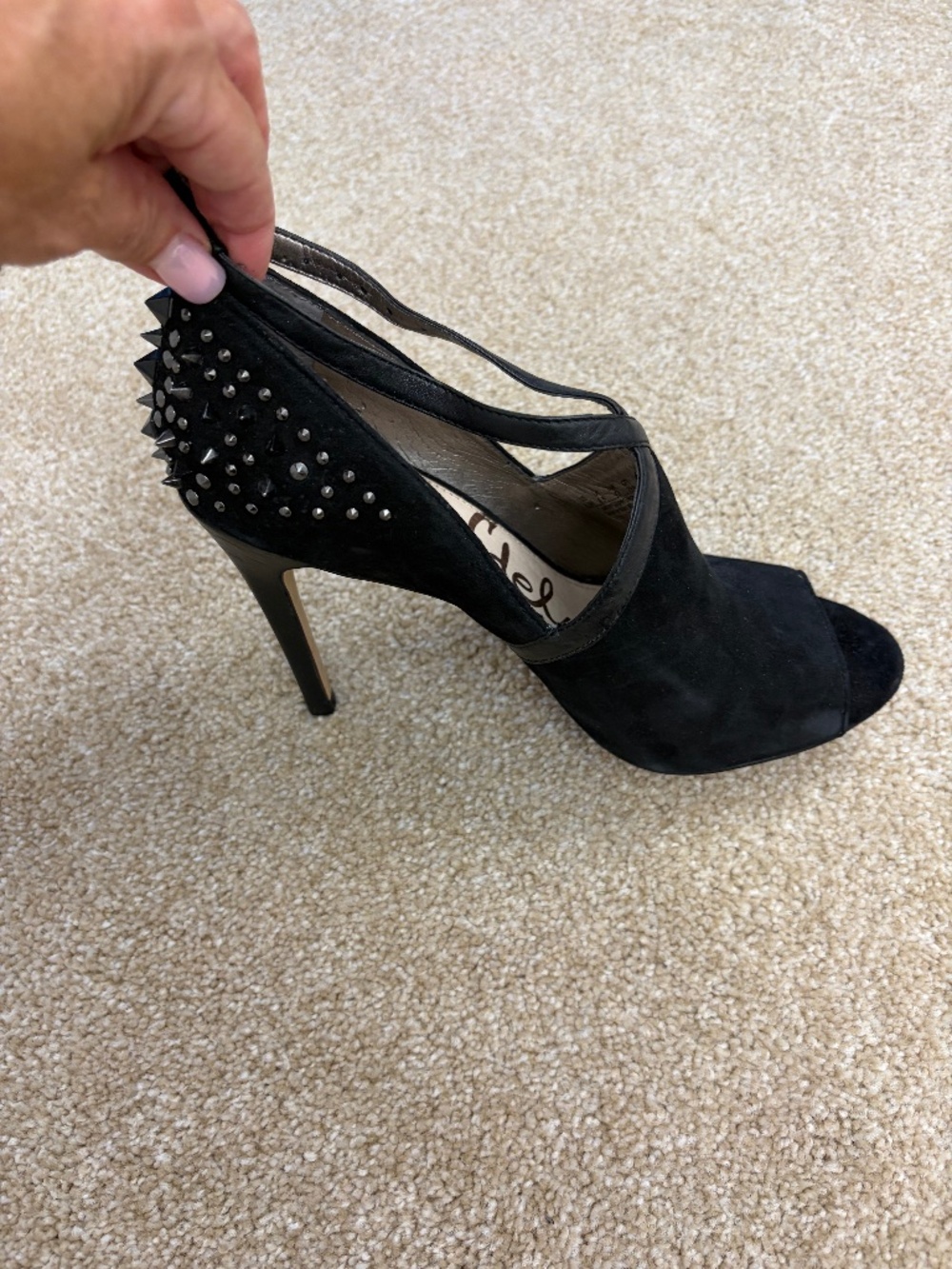 Black Suede studded heels